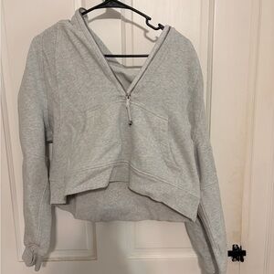 Lululemon Athletica Light Gray Scuba Oversized Half-Zip Hoodie Heathered Grey